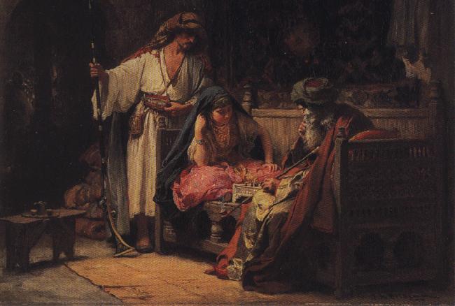 Frederick Arthur Bridgman A Challenging Moment. oil painting picture